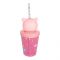 Trendy Happy Planet Plastic Glass With Lids & Straw, Travel Mug, 12.5cm (H) x 9.5cm (W), Pink