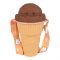 Sundae Ice Cream Bottle For kids With Straw and Strap, 500ml, 5.5in (H) x 3.1in (W), Coffee