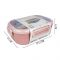 Homeatic Stainless Steel Lunch Box With Cutlery, 850ml, 6.9in (H) x 3.7in (W) x 2.4in (D), Pink, HMT-007