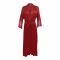 Flourish 2-Piece Satin Silk and Delicate Lace Nightdress With Nighty and Ankle-Length Robe, Maroon, FLW-5981