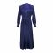 Flourish 2-Piece Satin Silk and Delicate Lace Nightdress With Nighty and Ankle-Length Robe, Navy Blue, FLW-5984