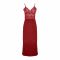 Flourish 2-Piece Satin Silk and Delicate Lace Nightdress With Nighty and Ankle-Length Robe, Maroon, FLW-5984