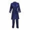 Flourish 3-Piece Satin Silk and Delicate Lace Nightdress With Pajama Set & Mid Length Robe, Navy Blue, FLW-6102