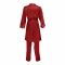 Flourish 3-Piece Satin Silk and Delicate Lace Nightdress Wih Pajama Set & Mid Length Robe, Maroon, FLW-6102