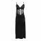 Flourish 2-Piece Satin Silk and Delicate Lace Nightdress With Nighty and Ankle-Length Robe, Black, FLW-5981