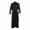 Flourish 2-Piece Satin Silk and Delicate Lace Nightdress With Nighty and Ankle-Length Robe, Black, FLW-5981