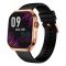 Zero 2.04" Amoled Curved Display Delta Smart Watch, BT Calling, IP67 Water Resistant, Gold Dial With Black Strap