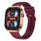 Zero 2.04" Amoled Curved Display Delta Smart Watch, BT Calling, IP67 Water Resistant, Gold Dial With Masala Red Strap