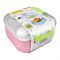 Homeatic Plastic Lunch Box With Cutlery, 750ml/600ml Capacity, 5.5cm(H)x8.5cm(W),8cm(D), Pink, HMT-010