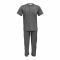 Basix Men's Checkered Power Stretch Henley Knitted Loungewear, 2-Piece Set, Charcoal, LW-822