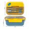 Plastic Lunch Box With Cutlery, 1250ml, Yellow, 6cm (H) x 14cm (W) x 9.5cm (D), (1004) 0001001