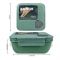 Plastic Lunch Box With Cutlery, 1100ml, Green, 6cm (H) x 12.5cm (W) x 10.5cm (D), (1800) 0001003