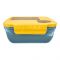 Plastic Lunch Box With Cutlery, 1100ml, Yellow, 6cm (H) x 12.5cm (W) x 10.5cm (D), (1800) 0001003