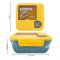 Plastic Lunch Box With Cutlery, 1100ml, Yellow, 6cm (H) x 12.5cm (W) x 10.5cm (D), (1800) 0001003