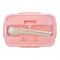 Plastic Lunch Box With Cutlery, Pink, 5.5cm (H) x 16.5cm (W) x 10cm (D), (SH-203) 0001004