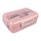 Plastic Lunch Box With Metal Cutlery, Pink, 5.5cm (H) x 16.5cm (W) x 10cm (D), (SH-203) 0001004