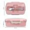 Plastic Lunch Box With Metal Cutlery, Pink, 5.5cm (H) x 16.5cm (W) x 10cm (D), (SH-203) 0001004