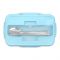 Plastic Lunch Box With Metal Cutlery, Light Blue, 5.5cm (H) x 16.5cm (W) x 10cm (D), (SH-203) 0001004