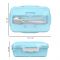 Plastic Lunch Box With Metal Cutlery, Light Blue, 5.5cm (H) x 16.5cm (W) x 10cm (D), (SH-203) 0001004