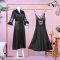 Moon Girl 2-Piece Nightgown, Long Nighty and Ankle Length Robe, Black, 502