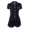 Basix Women's Silk Shirt and Short Pajama Nightwear Set, Navy Blue, SW-101