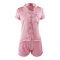 Basix Women's Silk Shirt and Short Pajama Nightwear Set, Rose Pink, SW-102