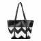 Basix Women Zig Zag Pattern Hand Bag, Black & White, REX-BL02