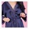 Basix 1-Piece Silk Gown Nightdress With Matching Laces & Belt, Navy Blue, SG-101