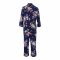 Basix Women's Silk Floral Loungewear Dress, 2-Piece Set, Mid-Night Blue, LW-646