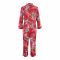 Basix Women's Silk Floral Loungewear Dress, 2-Piece Set, Crimson Red, LW-647