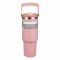 AJF Stainless Steel Vacuum Insulated Thermos Bottle - Hot/Cold Travel Mug with Lid & Straw, 1200ml, Pink, SUS 304