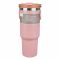 AJF Stainless Steel Vacuum Insulated Tumbler Bottle - Hot/Cold Travel Mug with Lid & Straw, 1200ml, Pink, SUS 304