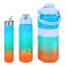 AJF Set of 3 Sports BPA-Free Water Bottles with Time Marker - 2000ml, 800ml & 280ml, Sea Blue