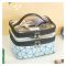 Waterproof Double Layer Zipper Travel Cosmetic Bag, Makeup Organizer & Toiletry Pouch, Blue