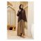 Affinity Bicolor Front Open Abaya + Hijab Set, Brown & Beige