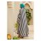 Affinity Striped Silk Front Open Abaya + Hijab Set, Black & White