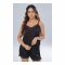 Basix Women's Camisole & Shorts Set With Matching Laces, Mid-Night Black, CS-112