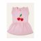 IXAMPLE Girls Peach Cherry Embroidered Dress