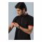 Basix Men's Black Band Collar Polo With Embroidered Logo, MPS -103