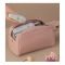 AJF Large Waterproof Leather Makeup Bag, Portable Travel Cosmetic Organizer, Baby Pink