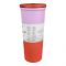 UBS Hydra Gear Metal Glass Stainless Steel Tumbler With Straw, Insulated Travel Mug, Peach & Orange, 709ml Capacity, KF49081