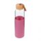 AJF Glass Water Bottle With Wooden Cap & Bamboo Cover, 750ml Capacity, Assorted Colors