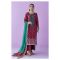 Unstitched 3 Piece Embroidered Lawn Shirt, Cambric Pant and Chiffon Dupatta, Maroon, 54602