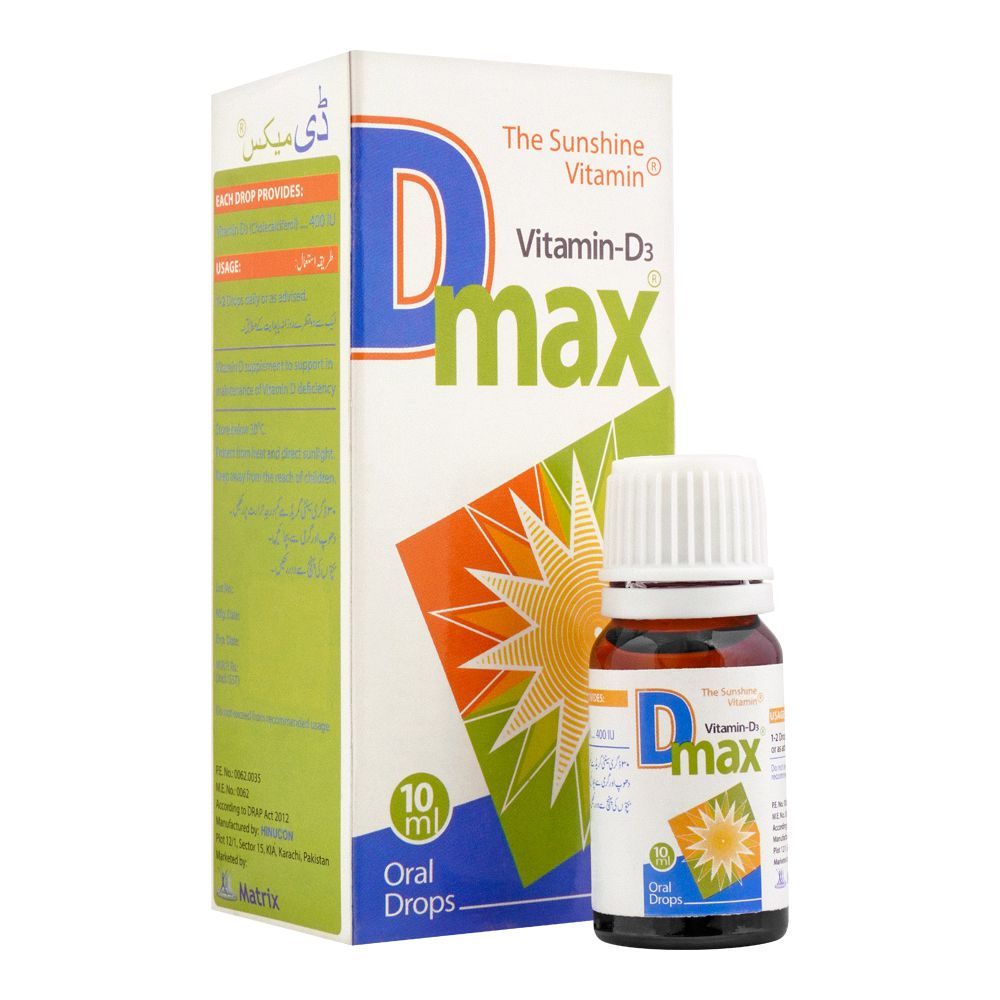 Matrix Pharma D-Max Vitamin D3 Oral Drops, 10ml price in Pakistan