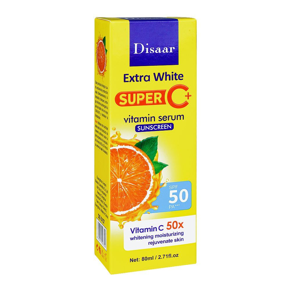 Disaar Extra White Super C+ Vitamin Serum Sunscreen, SPF50, 80ml, DS5157 price in Pakistan