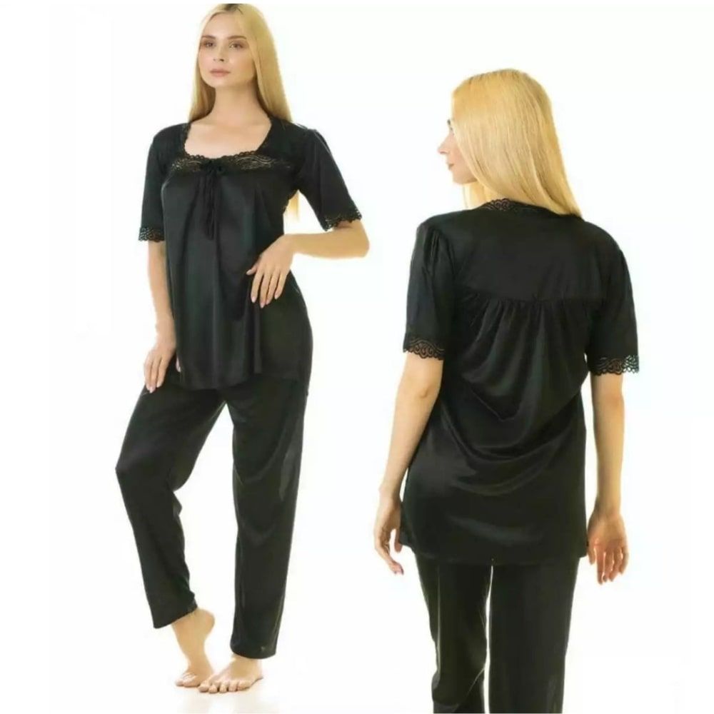 Sajiero Women's Half-Sleeves Pajama Suit, Silk, Whisper Black, 297867 price in Pakistan