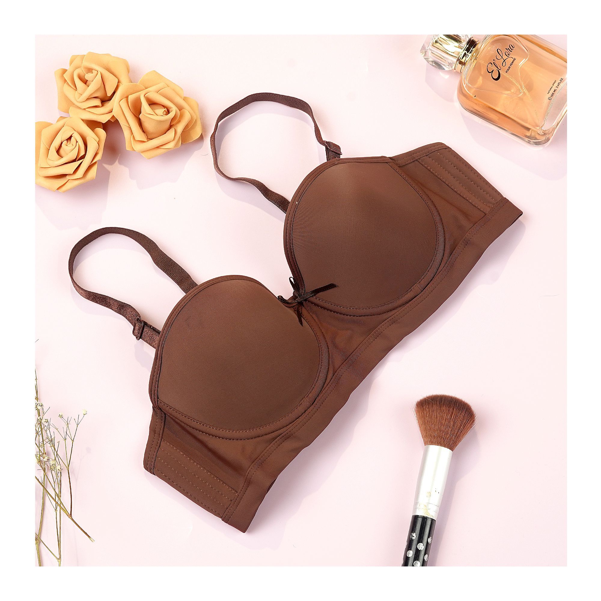 Flourish Women's Foam Bra, Dark Brown, 8801