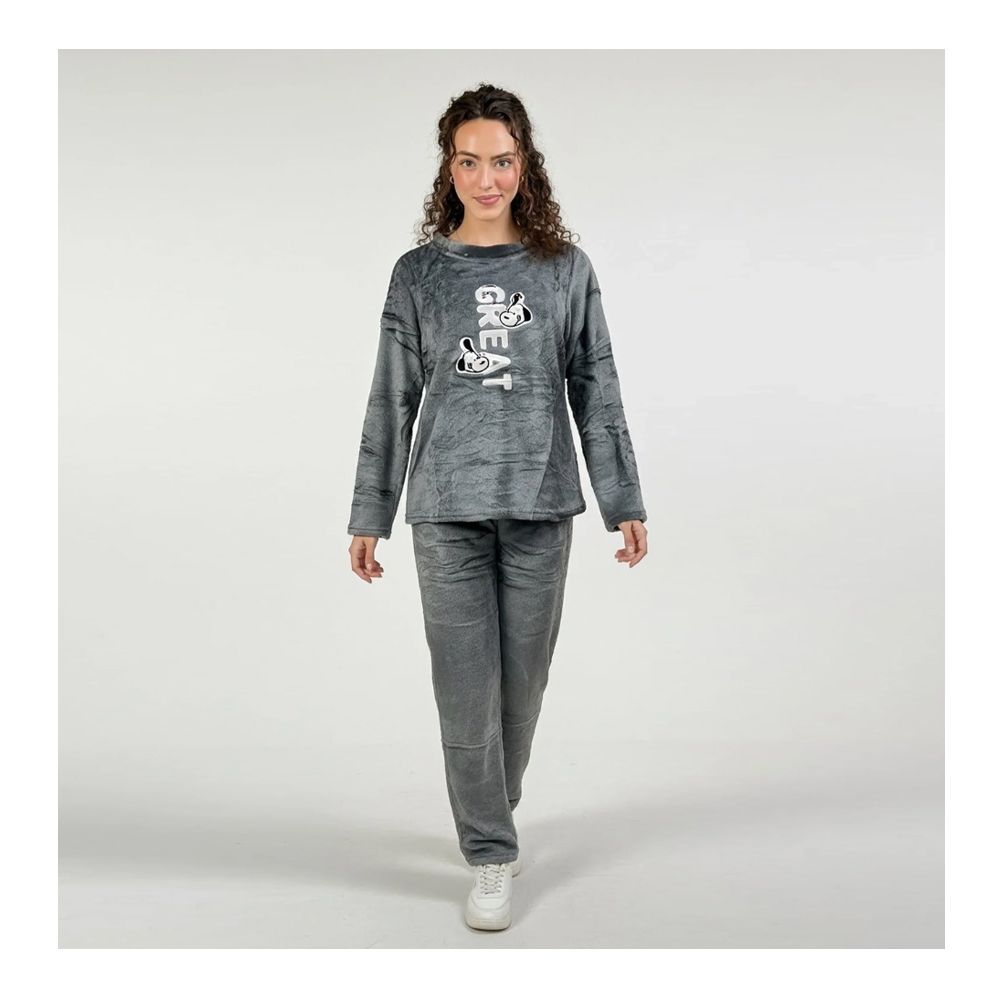 Sajiero Women's Pajama Suit, Fleece, Grey, Cozy price in Pakistan