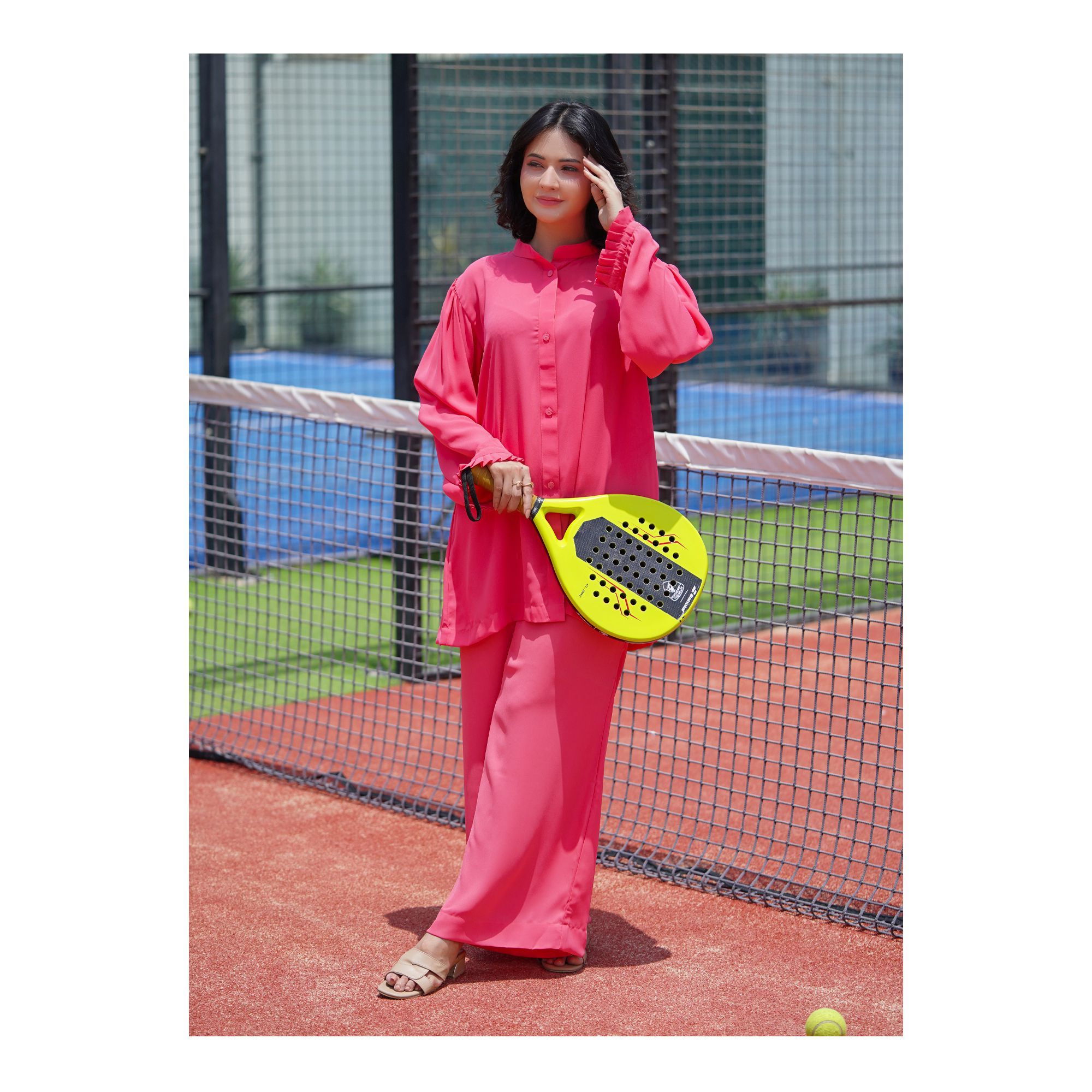 Basix Women's Peach Co-ord Set Dress, Frill Cuff & Bell Bottom Trouser, CORD-103 price in Pakistan