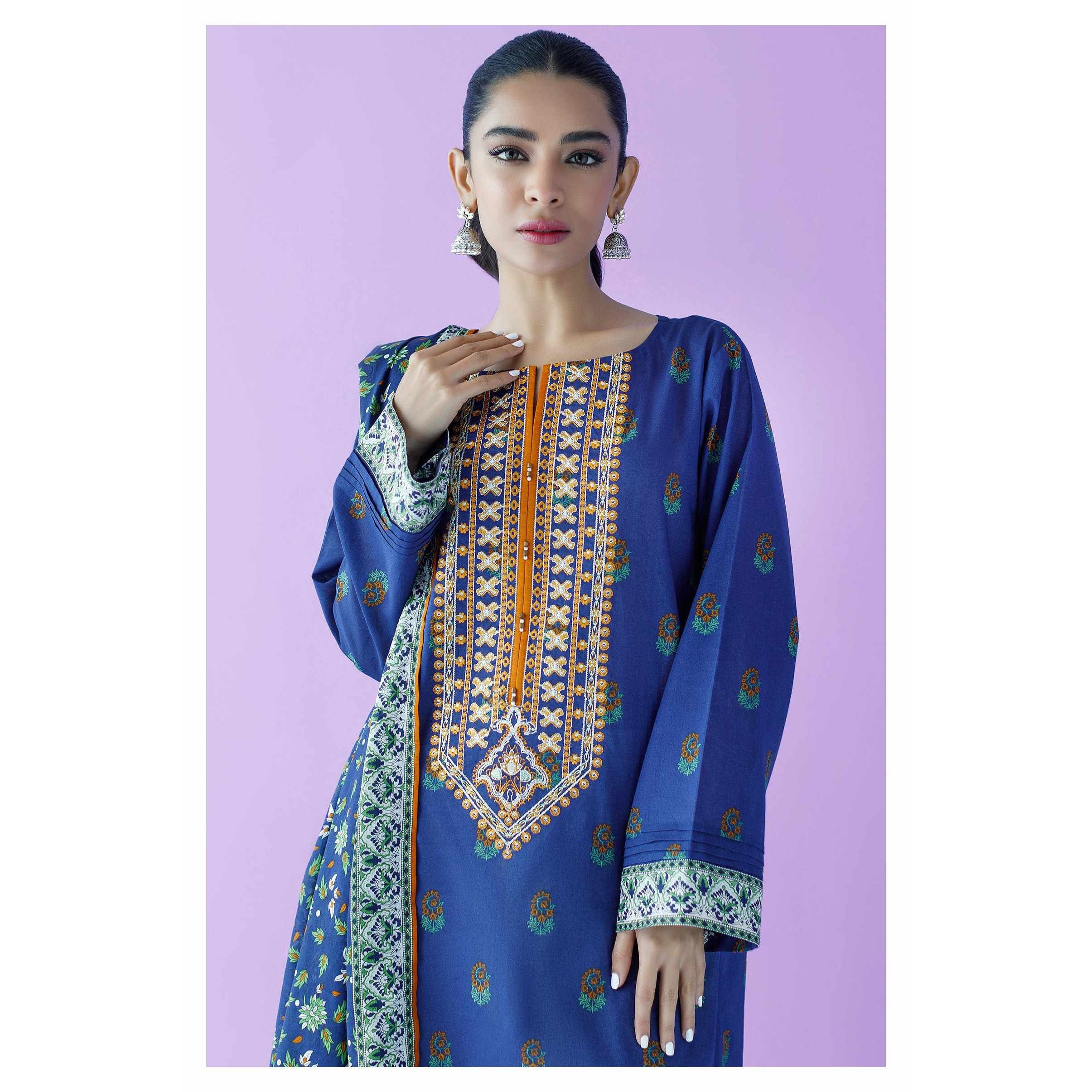 Buy Unstitched 2 Piece Embroidered Lawn Shirt and Bimber Chiffon ...